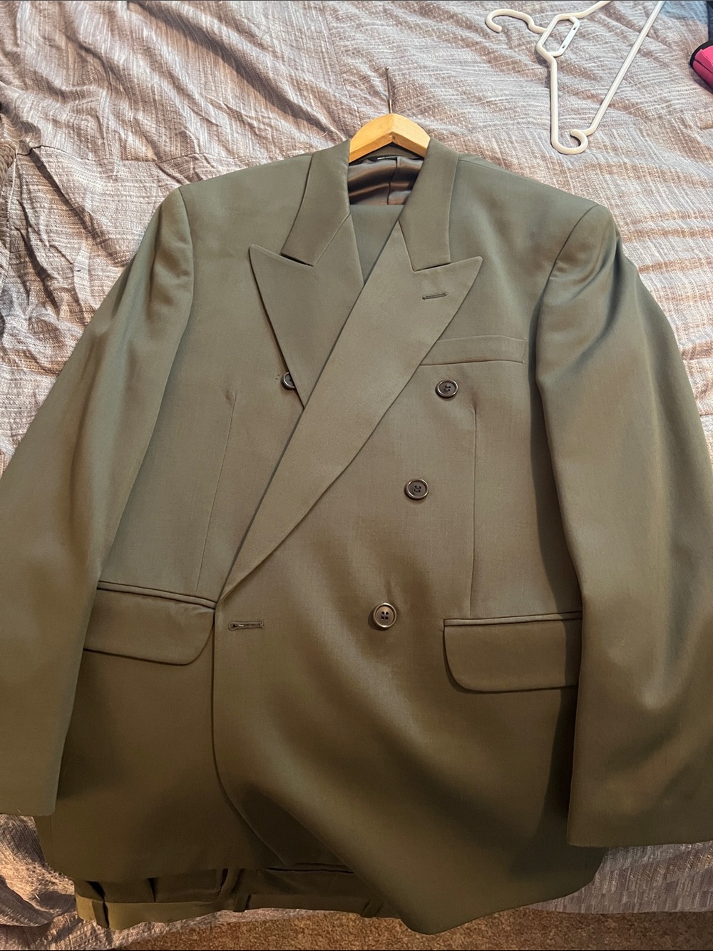 Men's Double-Breasted Olive Pea Coat
